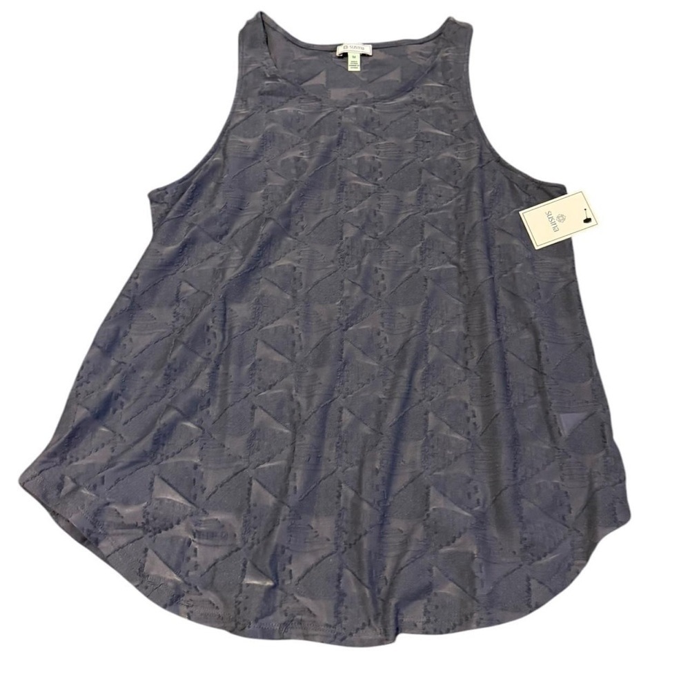 Susina Gray and Blue Tank Top with Scoop Neckline